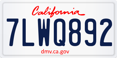 CA license plate 7LWQ892