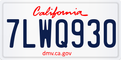 CA license plate 7LWQ930