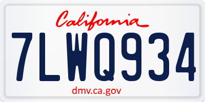 CA license plate 7LWQ934