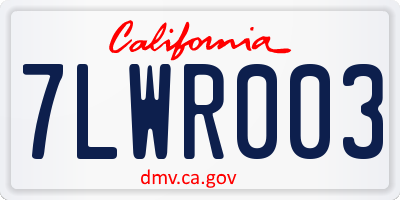 CA license plate 7LWR003
