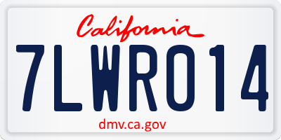 CA license plate 7LWR014