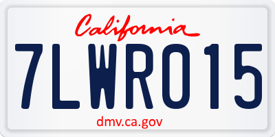 CA license plate 7LWR015