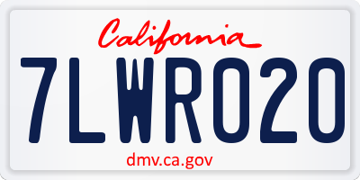 CA license plate 7LWR020