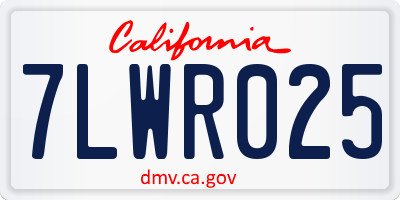 CA license plate 7LWR025