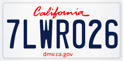 CA license plate 7LWR026