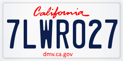 CA license plate 7LWR027
