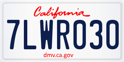 CA license plate 7LWR030