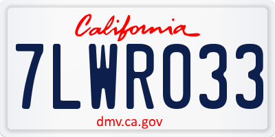 CA license plate 7LWR033