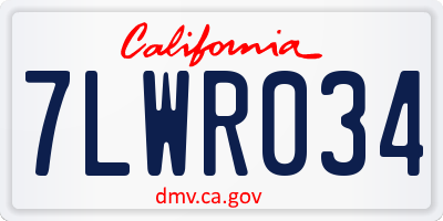 CA license plate 7LWR034