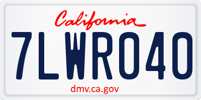 CA license plate 7LWR040