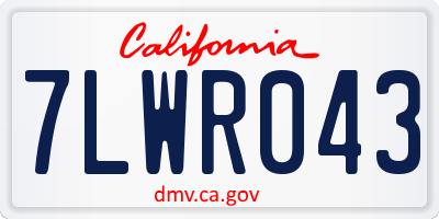 CA license plate 7LWR043