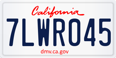 CA license plate 7LWR045
