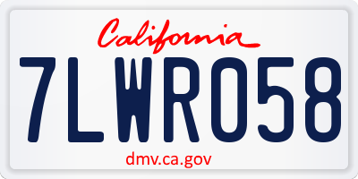 CA license plate 7LWR058
