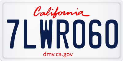 CA license plate 7LWR060