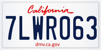 CA license plate 7LWR063