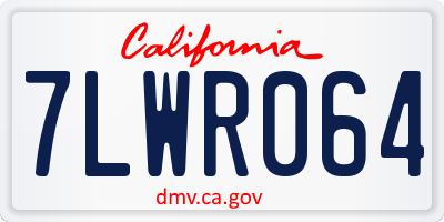 CA license plate 7LWR064