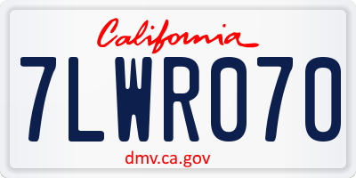 CA license plate 7LWR070