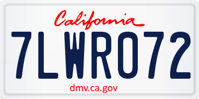 CA license plate 7LWR072