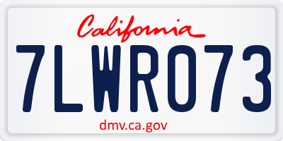 CA license plate 7LWR073
