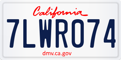 CA license plate 7LWR074