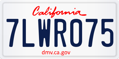 CA license plate 7LWR075