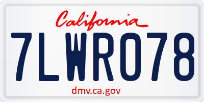 CA license plate 7LWR078