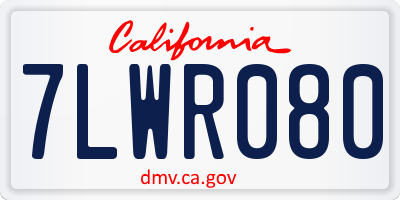 CA license plate 7LWR080