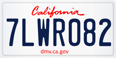 CA license plate 7LWR082