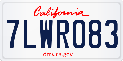 CA license plate 7LWR083