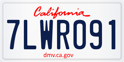 CA license plate 7LWR091