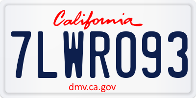 CA license plate 7LWR093