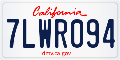 CA license plate 7LWR094