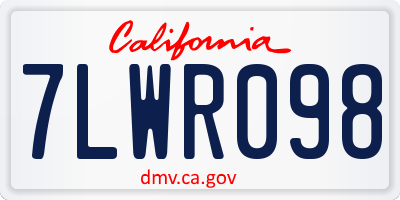 CA license plate 7LWR098