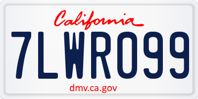CA license plate 7LWR099