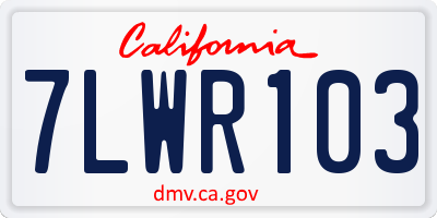 CA license plate 7LWR103