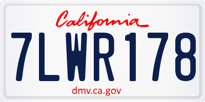 CA license plate 7LWR178