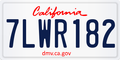 CA license plate 7LWR182