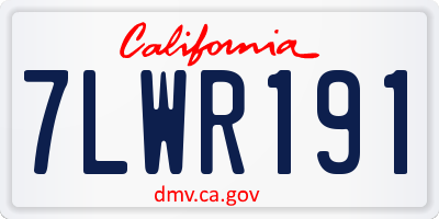 CA license plate 7LWR191