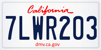 CA license plate 7LWR203