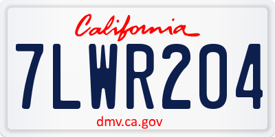 CA license plate 7LWR204