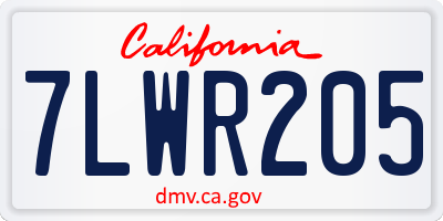 CA license plate 7LWR205