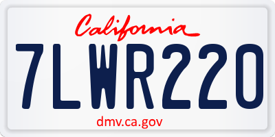 CA license plate 7LWR220