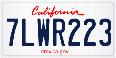 CA license plate 7LWR223
