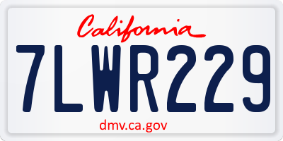CA license plate 7LWR229