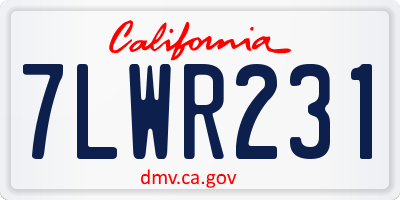 CA license plate 7LWR231