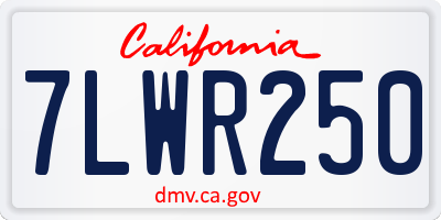 CA license plate 7LWR250