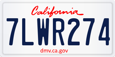 CA license plate 7LWR274