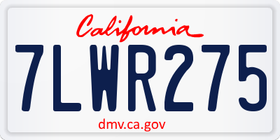 CA license plate 7LWR275