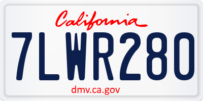 CA license plate 7LWR280