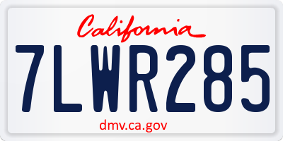 CA license plate 7LWR285